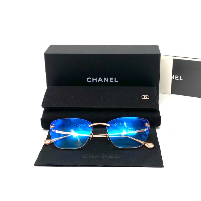 CHANEL シャネル ココマーク リムレス スチール メガネ eH1068A