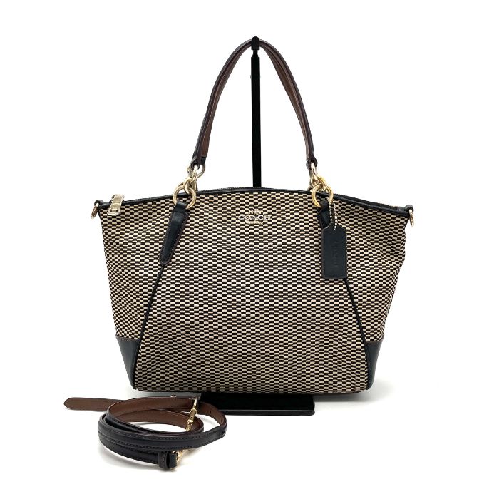 COACH コーチ ロゴ 2 way キャンバス ハンド ショルダー バッグ eY 1050 N