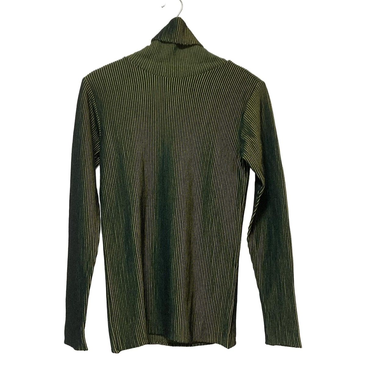 イッセイミヤケ 長袖セーター サイズ2 M レディース - 黒×ライトイエロー タートルネック