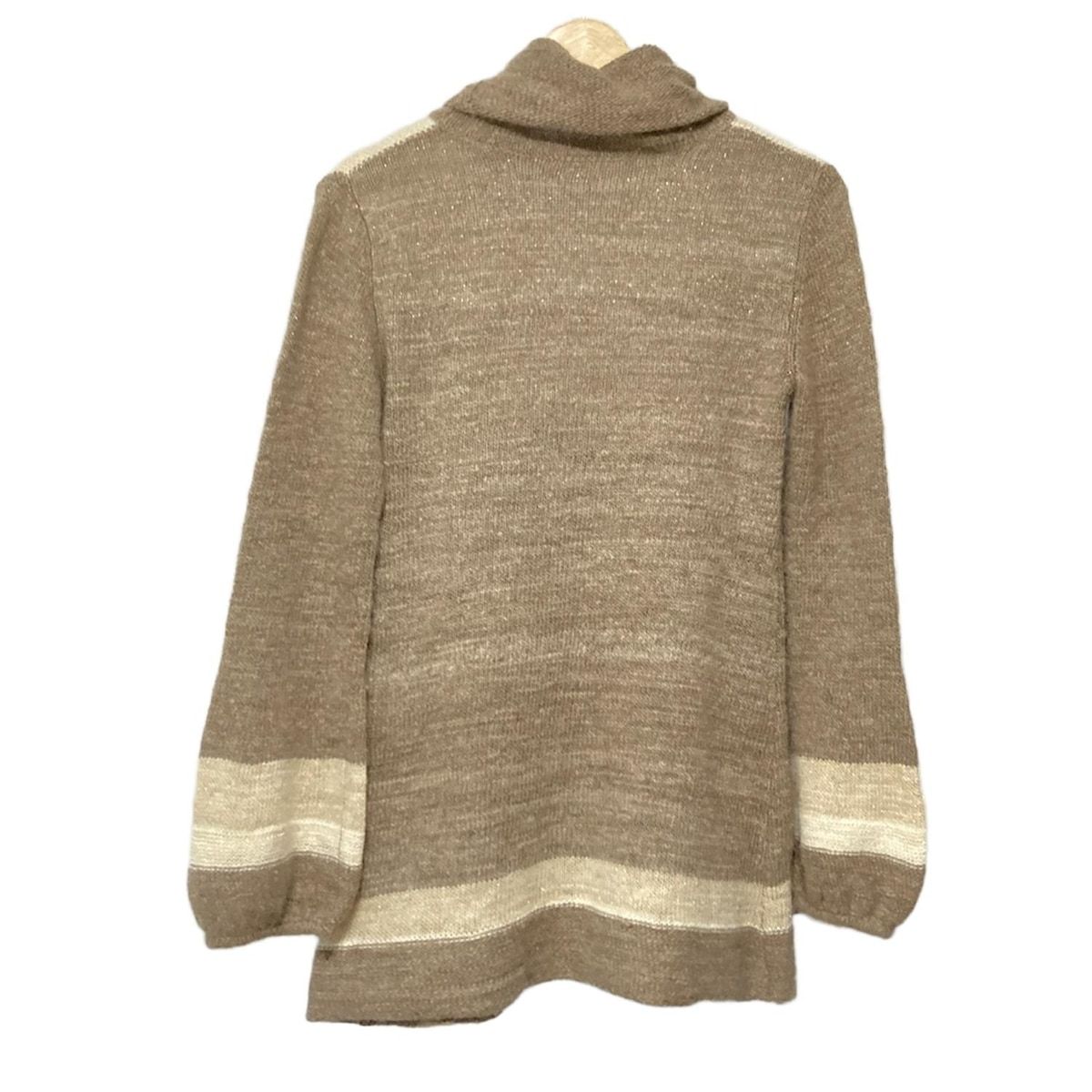 HIROKO KOSHINO ヒロココシノ 長袖セーター サイズ38 M レディース - ベージュ×アイボリー×マルチ タートルネック カシミヤ