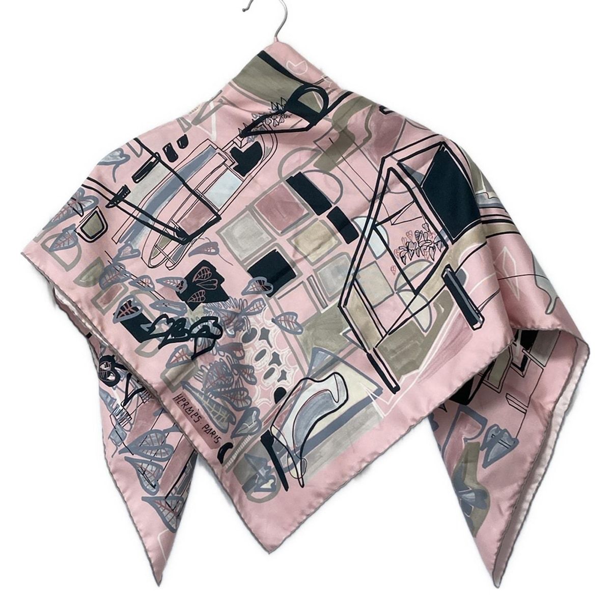 2504-165｜美品｜エルメス カレ 90 スカーフ ピンク マルチカラー HERMES 美品 エルメス カレ90 CHEMINS DE CORAIL 珊瑚の小道 大判