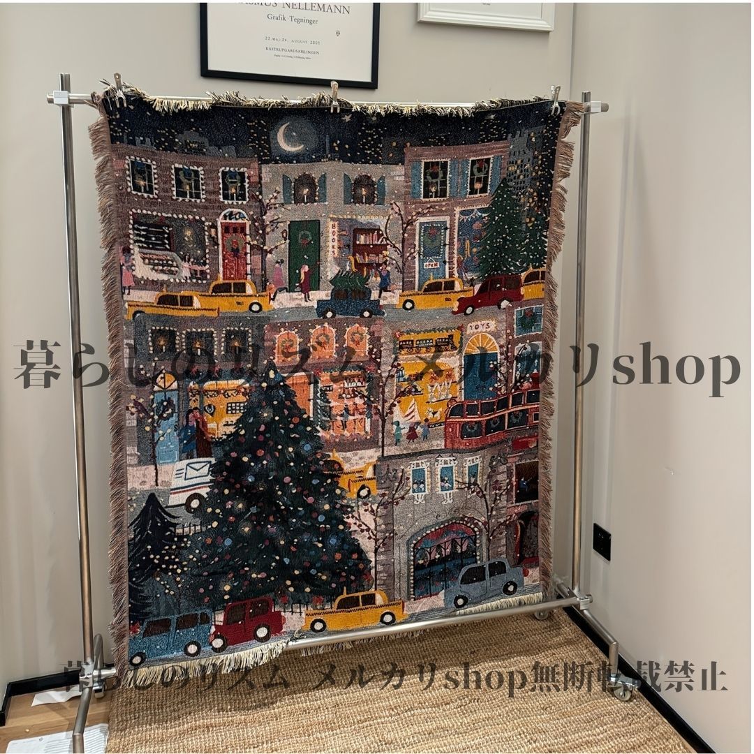 クリスマスタペストリー Winter Lights フェスティバルシティ 忙しい冬 パレット クリスマスツリー タペストリー ブランケット ホームデコレーション クリスマスデザイン 心地よいスロー クリスマスデコレーション 町のデザイン