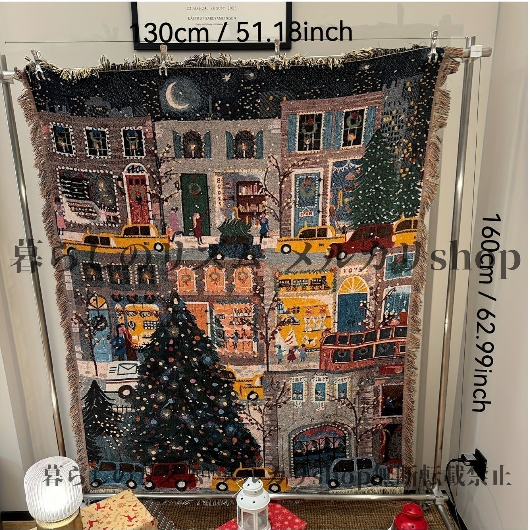 クリスマスタペストリー Winter Lights フェスティバルシティ 忙しい冬 パレット クリスマスツリー タペストリー ブランケット ホームデコレーション クリスマスデザイン 心地よいスロー クリスマスデコレーション 町のデザイン