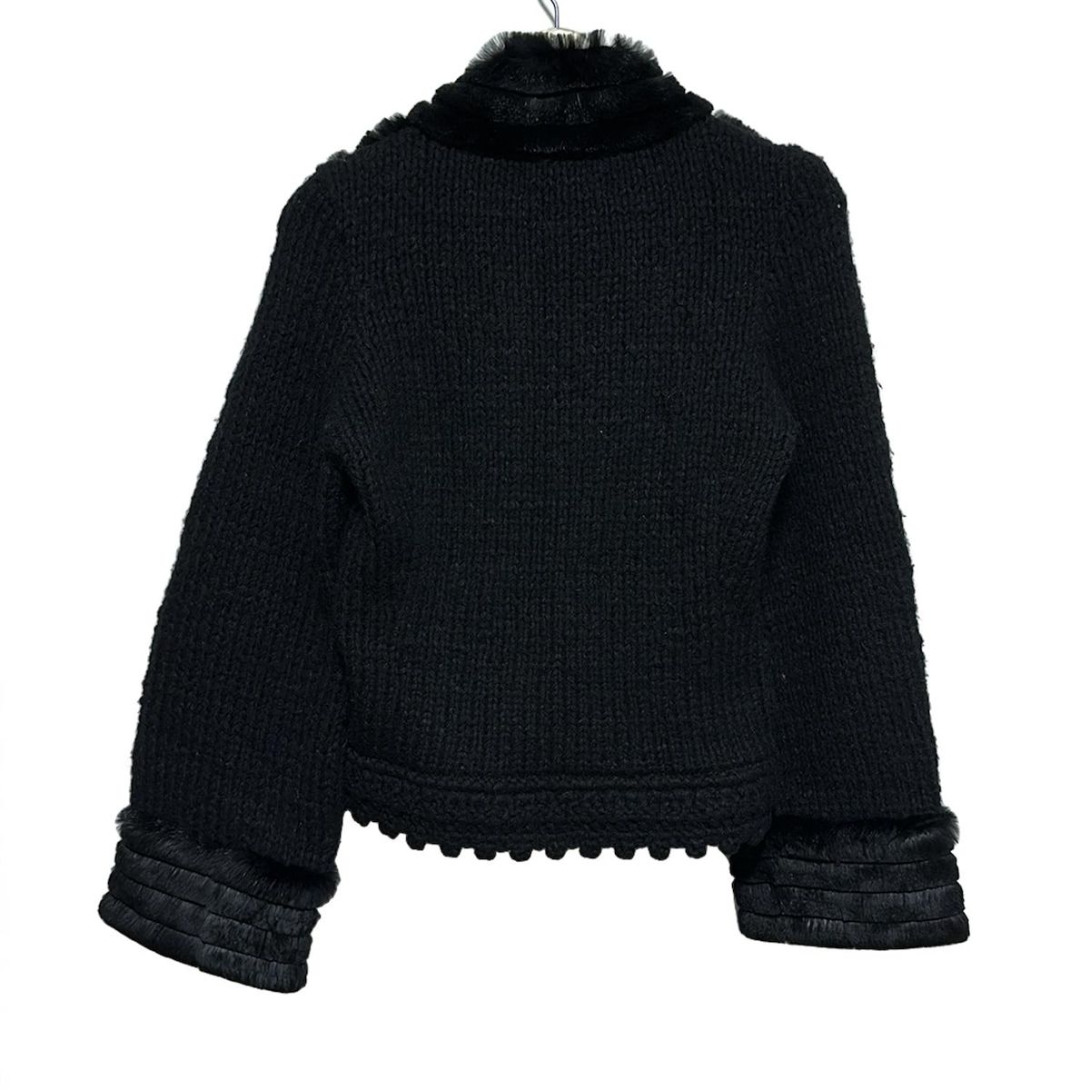 EPOCA エポカ ジャケット サイズ40 M レディース - 黒 長袖 ニット ラビット ラパン ビジュー 秋 冬