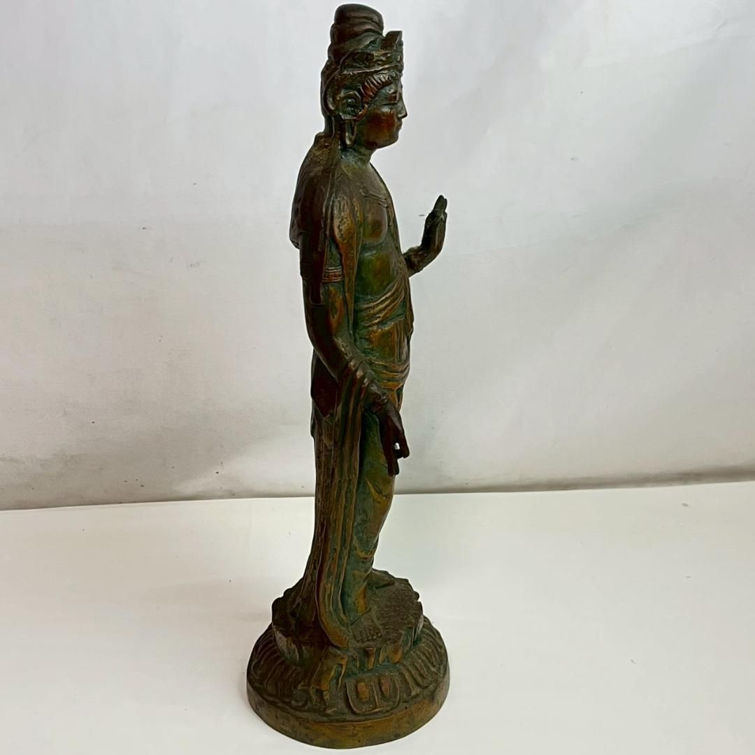 銅製 聖観世音菩薩 金青銅 仏像 約36cm 北村西望 観音菩薩