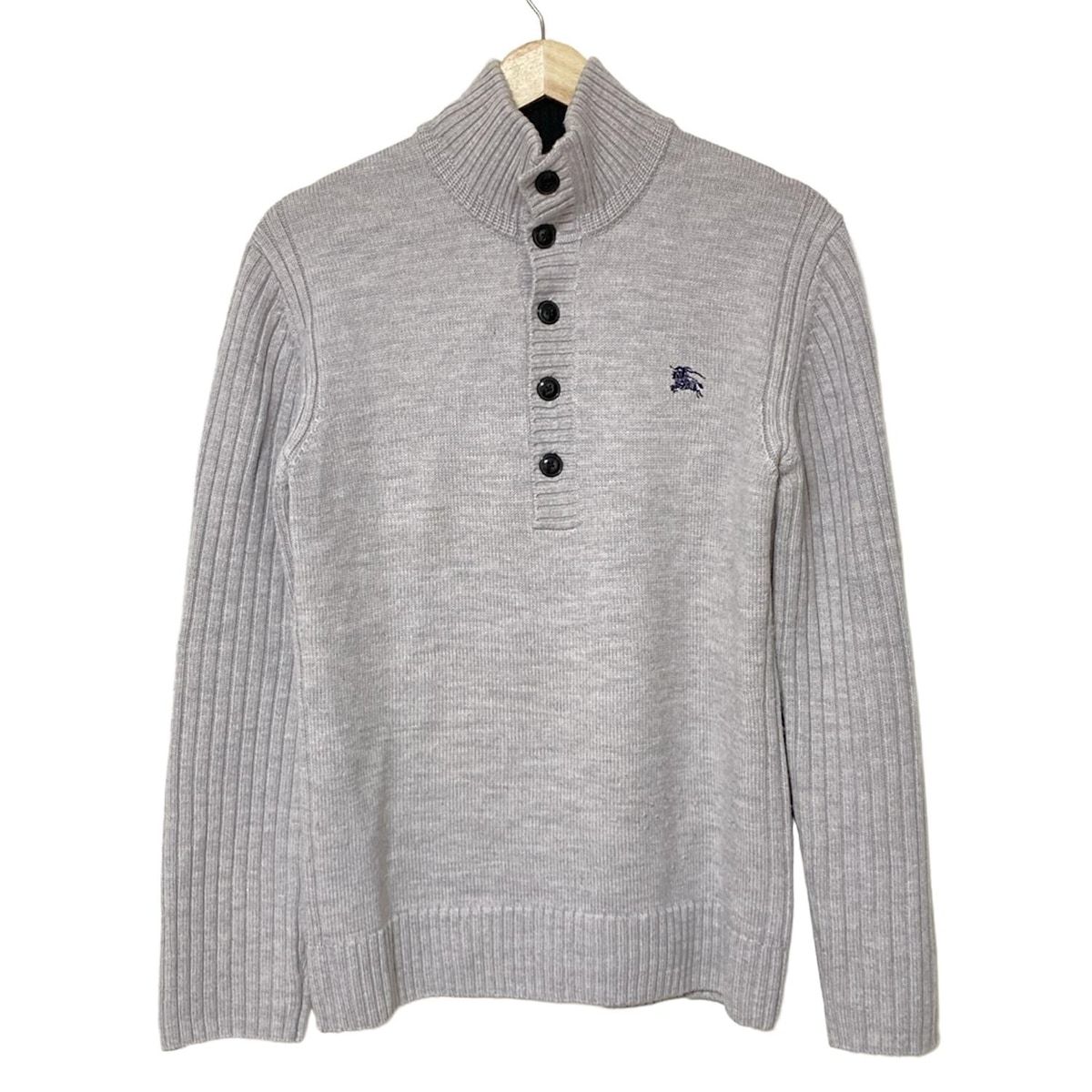 Burberry Black Label バーバリーブラックレーベル 長袖セーター サイズ2 M メンズ - グレー×ダークネイビー