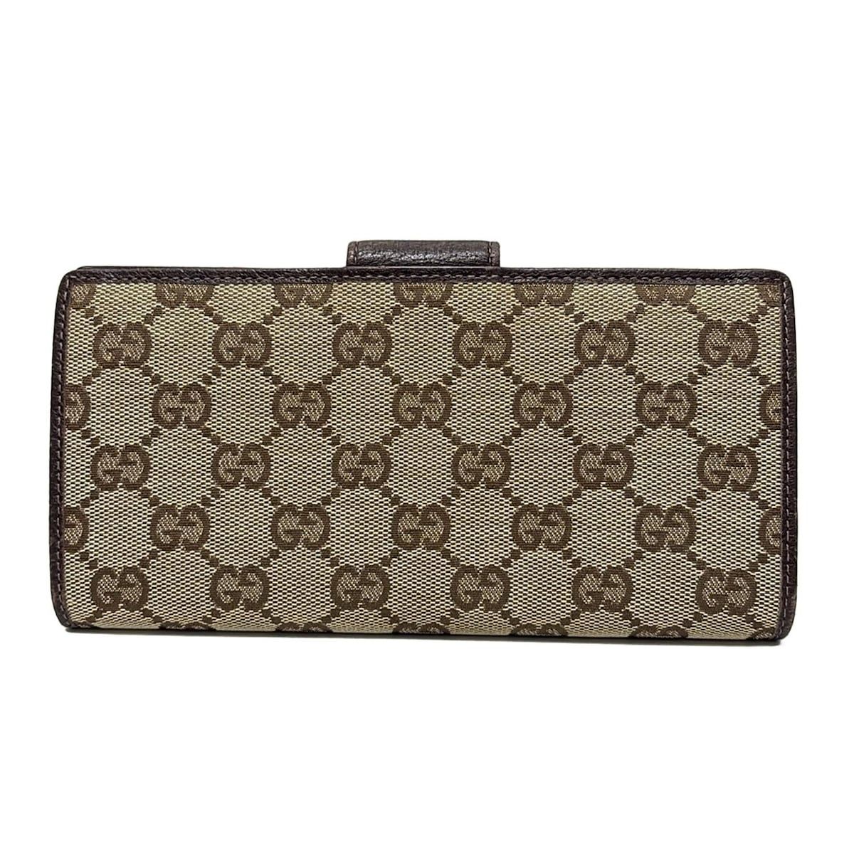GUCCI グッチ 長財布 アビー GG柄 141412 ベージュ×ダークブラウン レザー