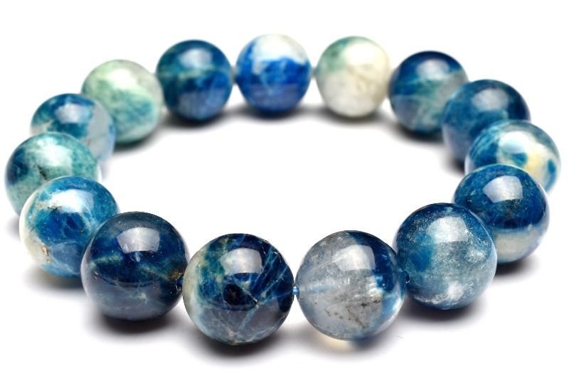 1点物 発光鉱物 ブルーハックマナイトシリカ 13.5mm ブレスレット パワーストーン 天然石 _MC159