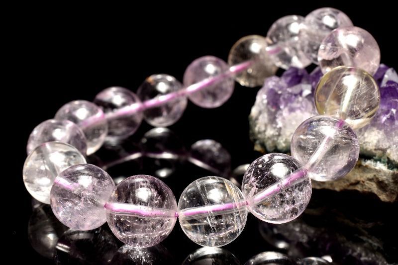 1点物 透明クリア 無垢 クンツァイト 12.5mm ブレスレット パワーストーン 天然石 _MC197