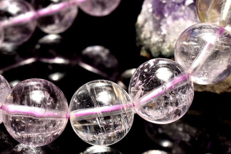 １点物 透明クリア 無垢 クンツァイト 12.5mm ブレスレット パワーストーン 天然石 _MC197