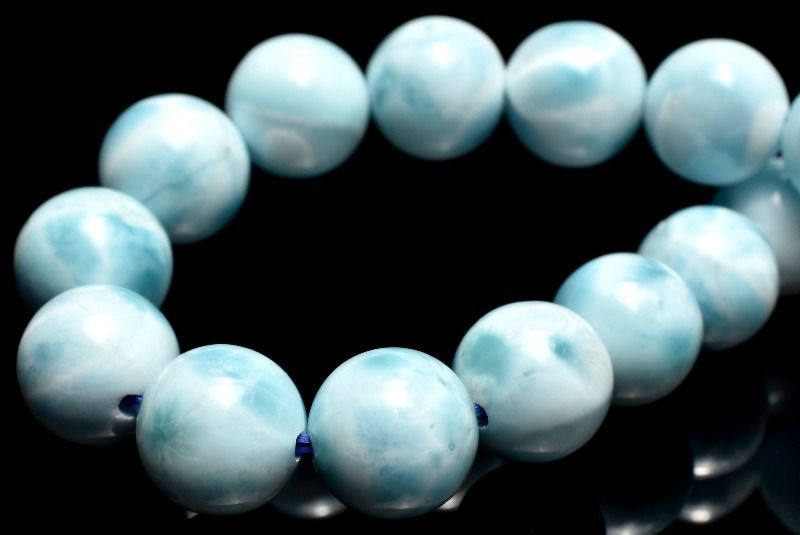 １点物 AA 美しい波模様 ラリマー 7.5mm ブレスレット パワーストーン 天然石 _MC378