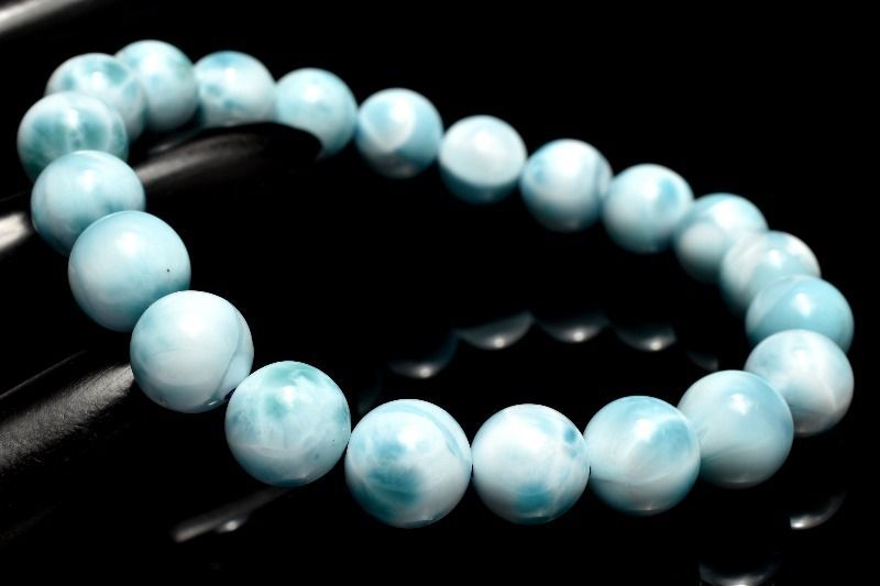 1点物 AA 美しい波模様 ラリマー 9mm ブレスレット パワーストーン 天然石 _MC379