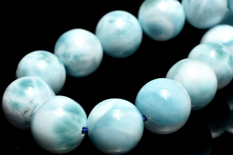 １点物 AA 美しい波模様 ラリマー 9mm ブレスレット パワーストーン 天然石 _MC379