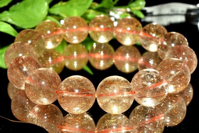 １点物 透明 内包美 ブロンズルチルクォーツ 14mm ブレスレット パワーストーン 天然石 _MC173