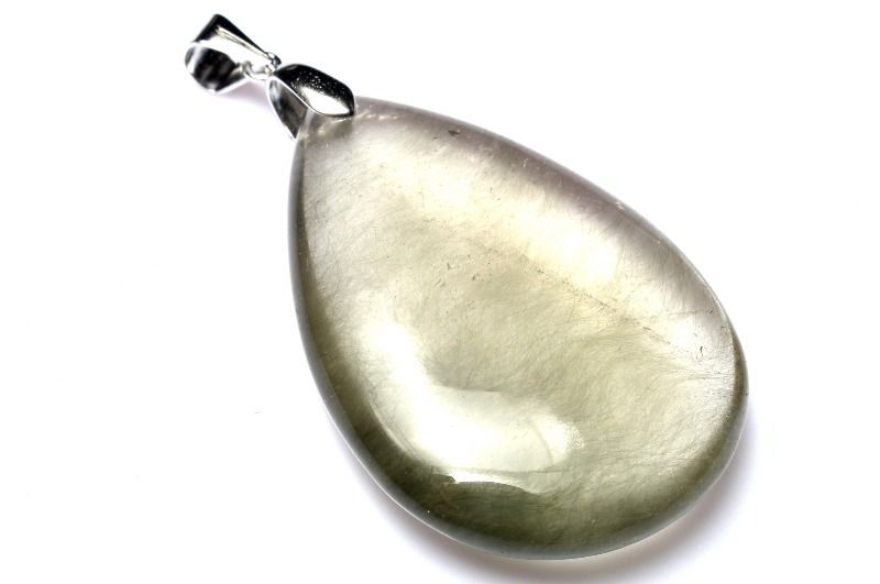 【１点物】シルバー925 アクチノライトインクォーツ　36x25mm　ドロップ ペンダントトップ パワーストーン 天然石 _PC6667