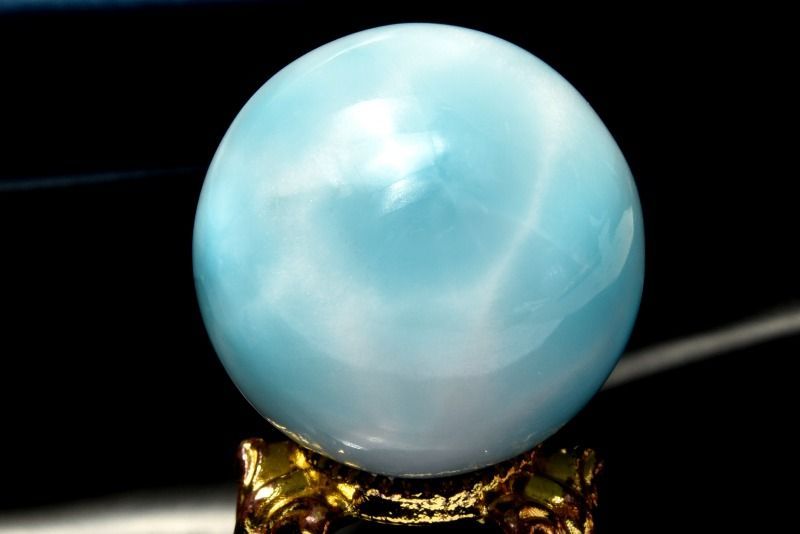 1点物 大珠 三大ヒーリング ラリマー 28mm 丸玉 台座付き スフィア パワーストーン 天然石 _CG6741 宅急便