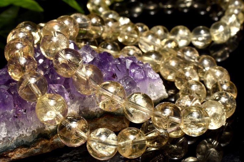 AA☆レインボー虹入り！ スモーキーシトリン 9mm ブレスレット 1個売り