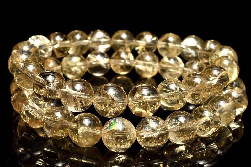 AA☆レインボー虹入り！ スモーキーシトリン 9mm ブレスレット 1個売り