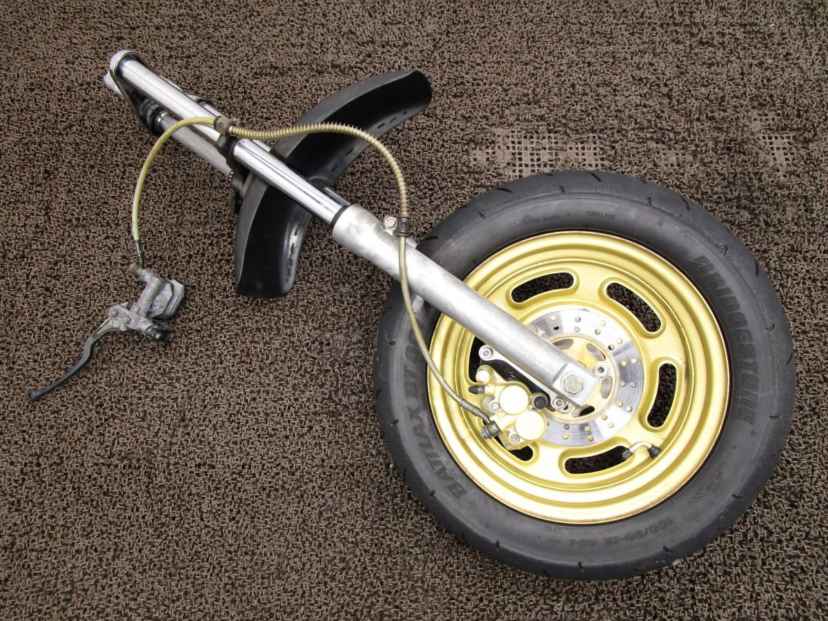 エイプ100 フロントホイール ASSY A7596 フォーク キャリパー ディスク フェンダー HC07 ホンダ HC07E Ape キャブ車 動画有 12V