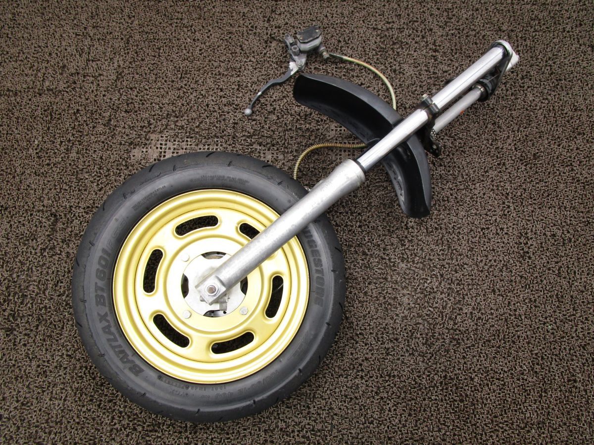 エイプ100 フロントホイール ASSY A7596 フォーク キャリパー ディスク フェンダー HC07 ホンダ HC07E Ape キャブ車 動画有 12V