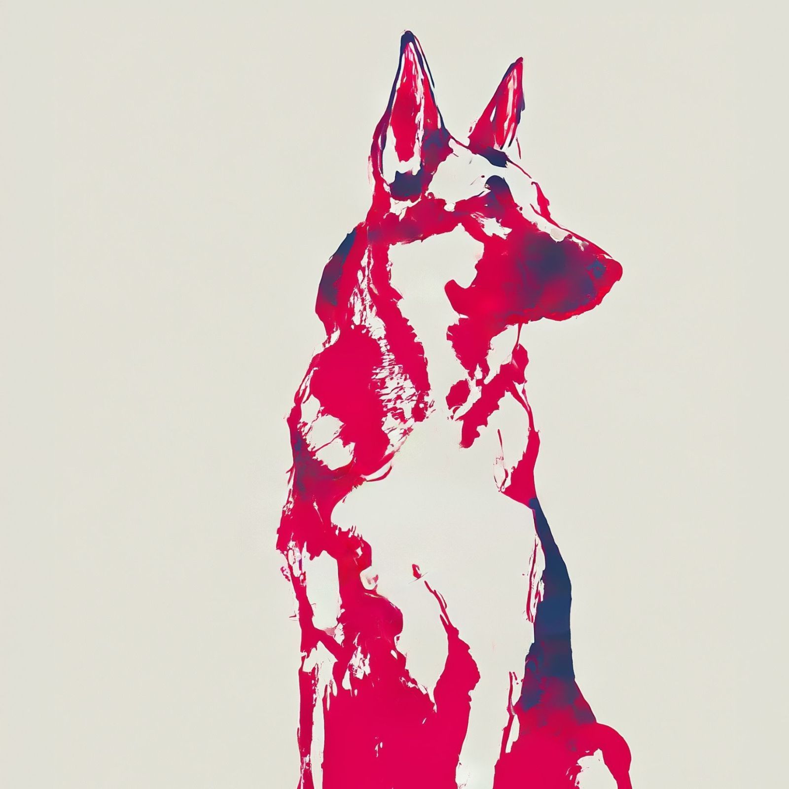 名入れOK Red Line - ジャーマンシェパード犬 No.3 アートポスター ペットロス 北欧モダン ミニマルインテリア カフェスタイル