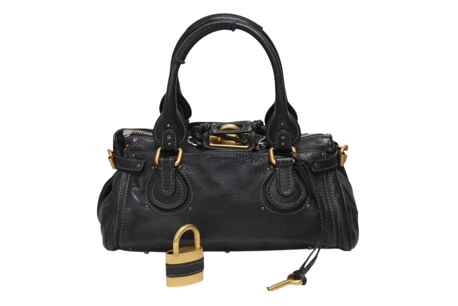 Chloe クロエ ハンドバッグ パディントン ワンショルダーバッグ ブラック レザー B19FG0 ゴールド金具 4b008661