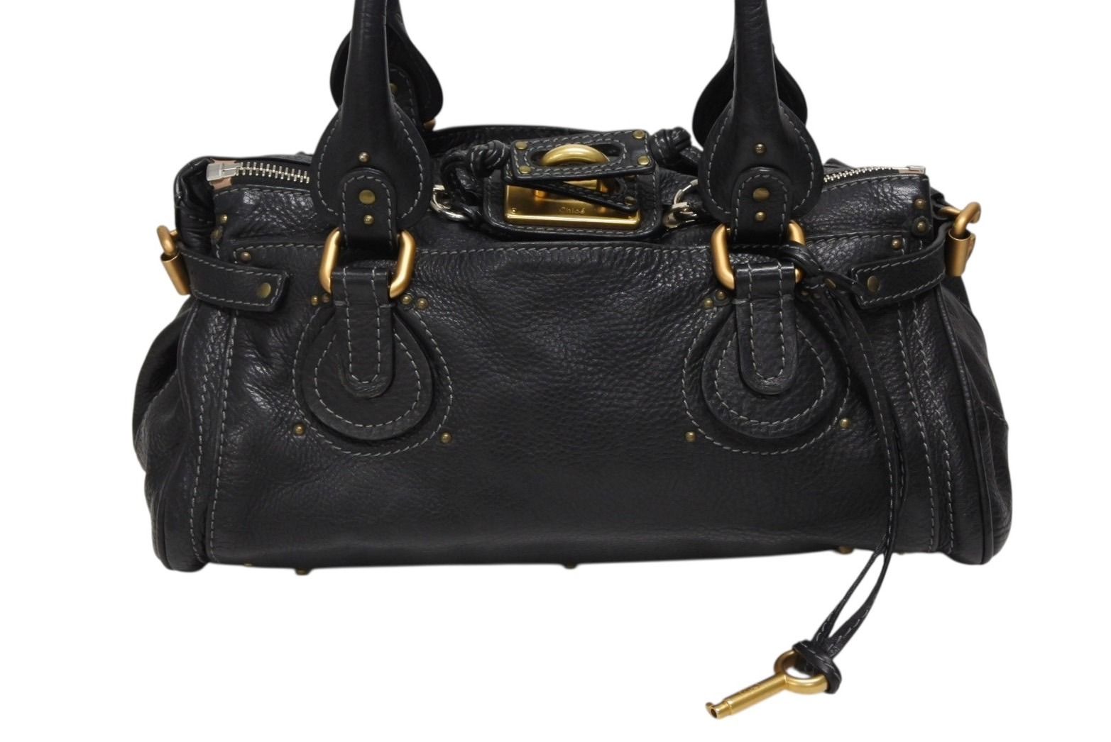Chloe クロエ ハンドバッグ パディントン ワンショルダーバッグ ブラック レザー B19FG0 ゴールド金具 4b008661