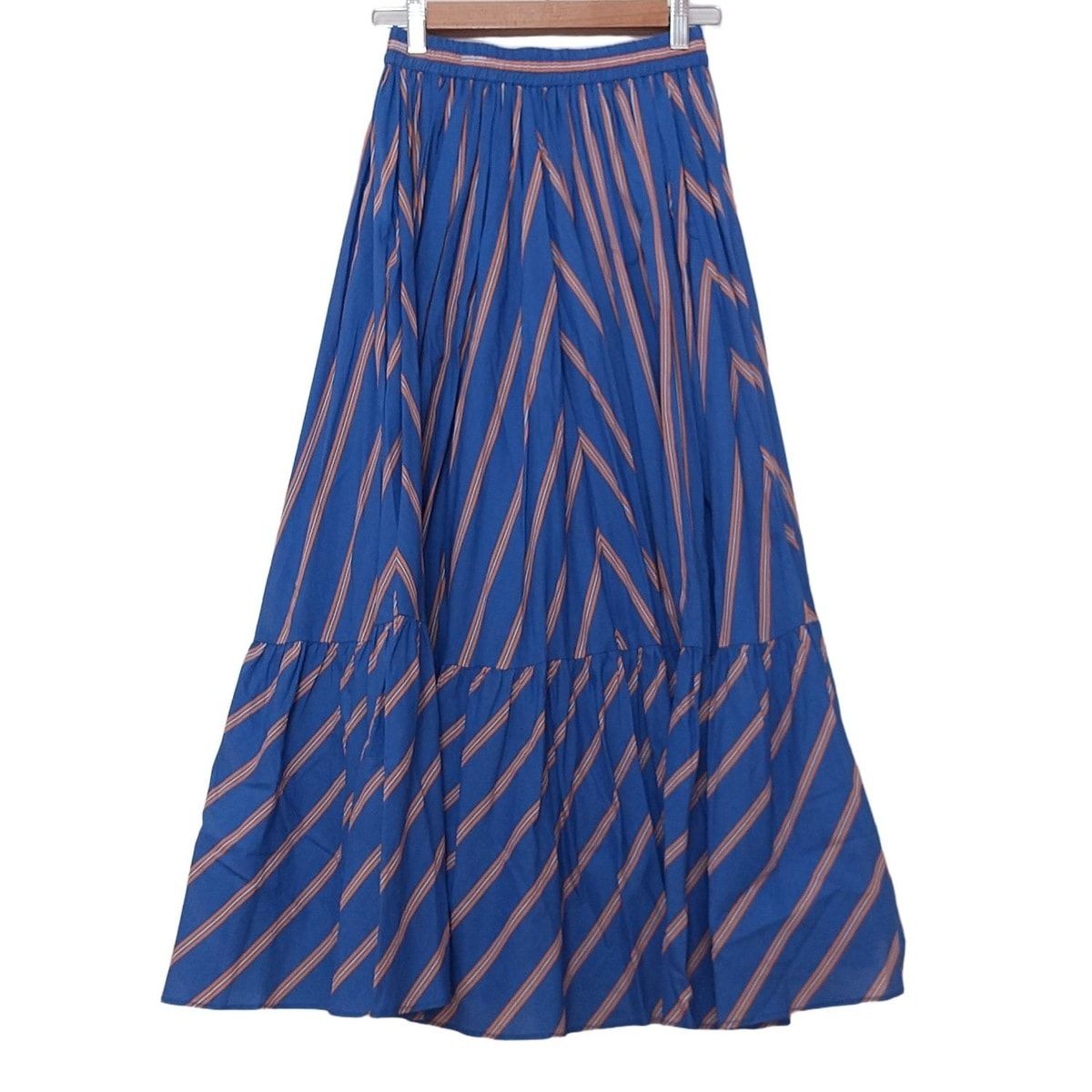 UNITED ARROWS ユナイテッドアローズ ロングスカート サイズ36 S レディース - ブルー×オレンジ×白 マキシ丈 斜めストライプ