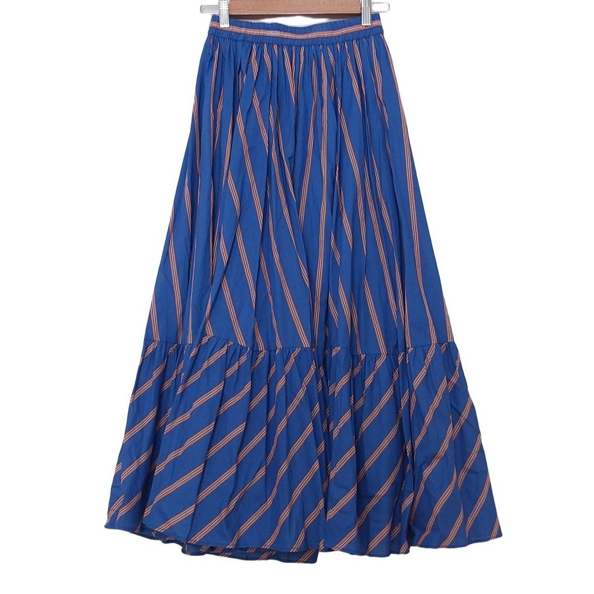 UNITED ARROWS ユナイテッドアローズ ロングスカート サイズ36 S レディース - ブルー×オレンジ×白 マキシ丈 斜めストライプ