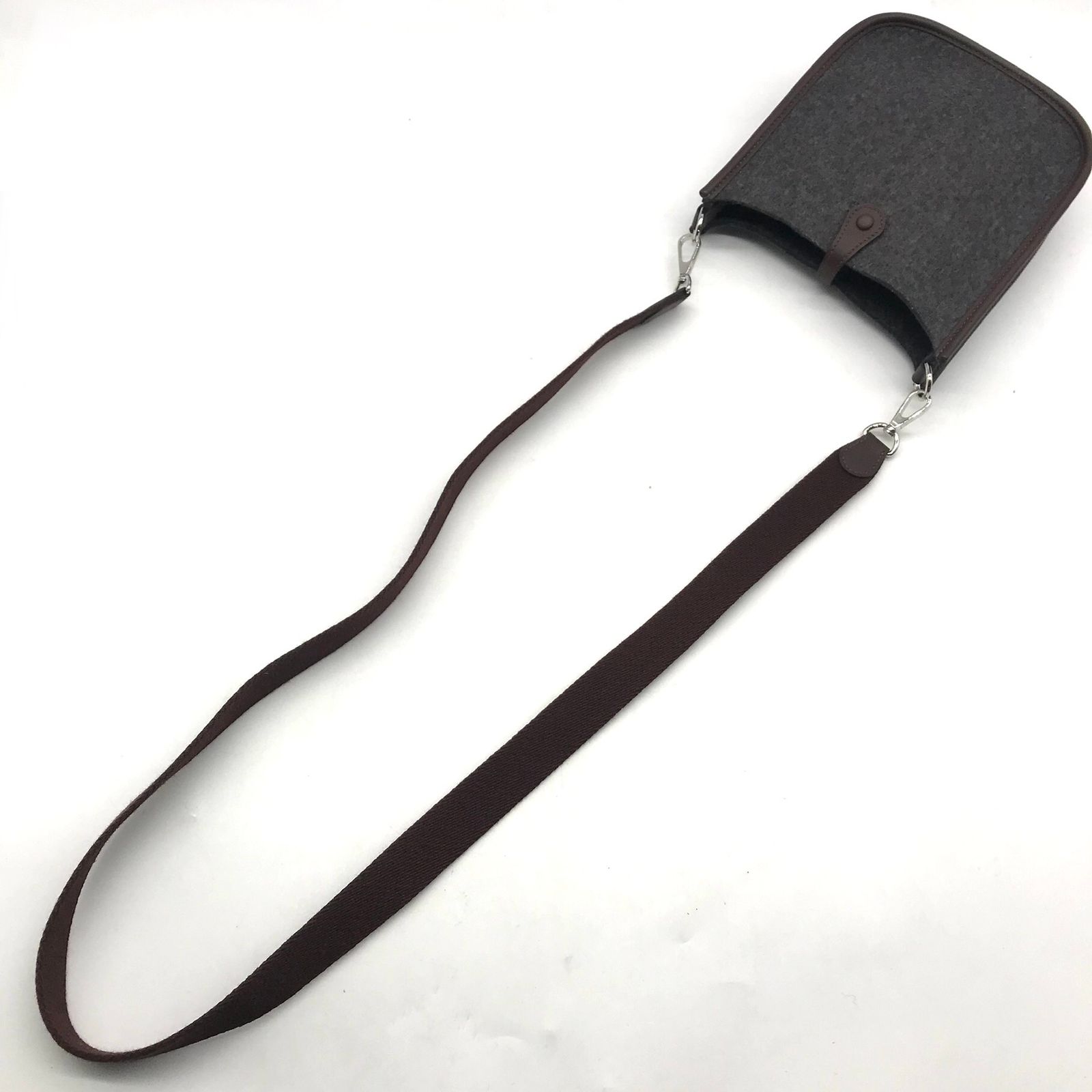 超 Hermes エルメス エブリン TPM フェルト SV金具 U刻印 ショルダー バッグ グレー レディース 斜め掛け k995k