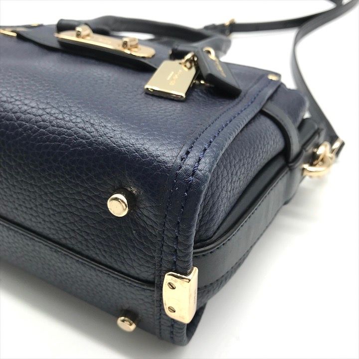 超 COACH コーチ レザー ゴールド金具 レディース ハンド ショルダー 2way バッグ ファッション 小物 ネイビー r290 DECORATOM_COM_BR