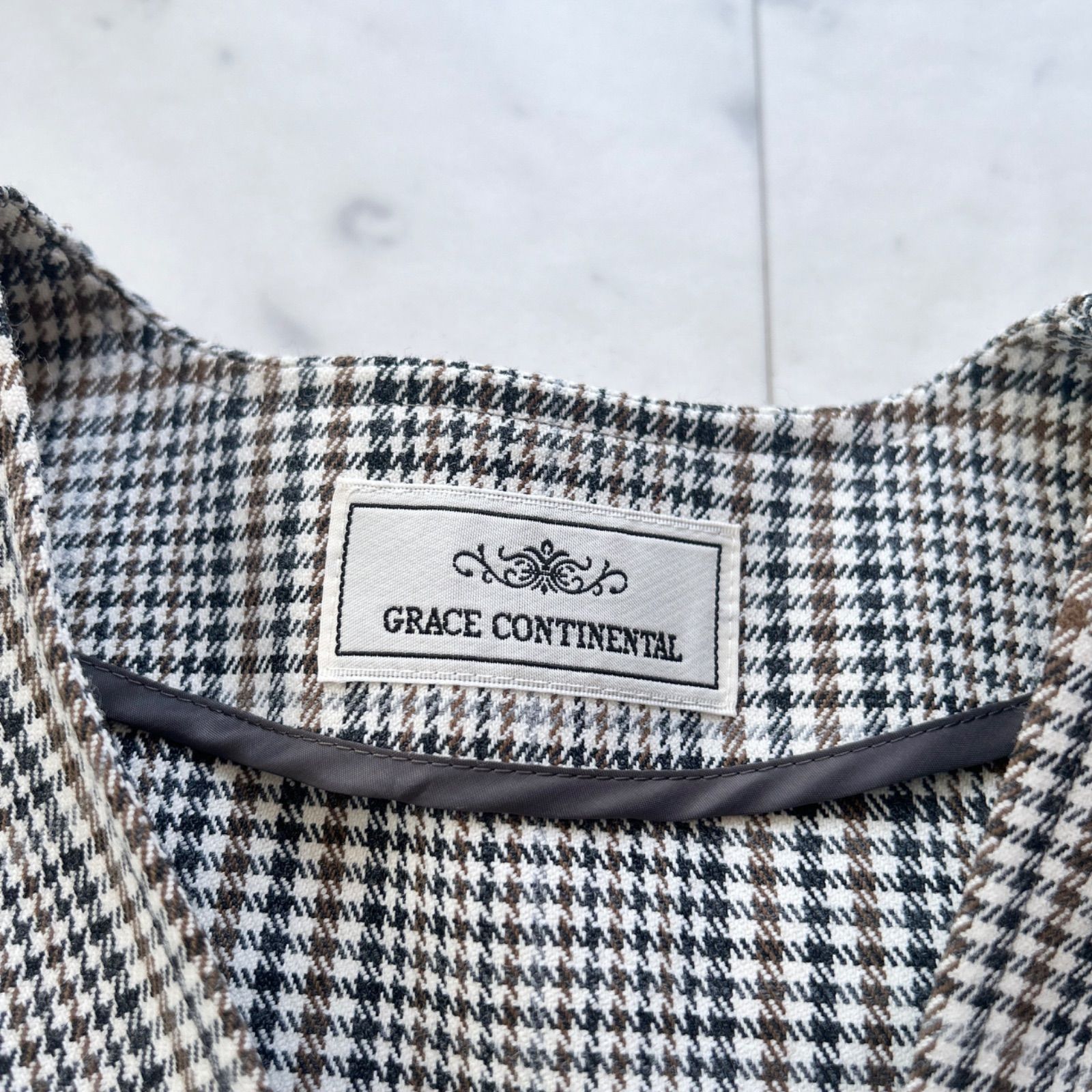 グレースコンチネンタル フォックスファー付き ロングコート ラップ