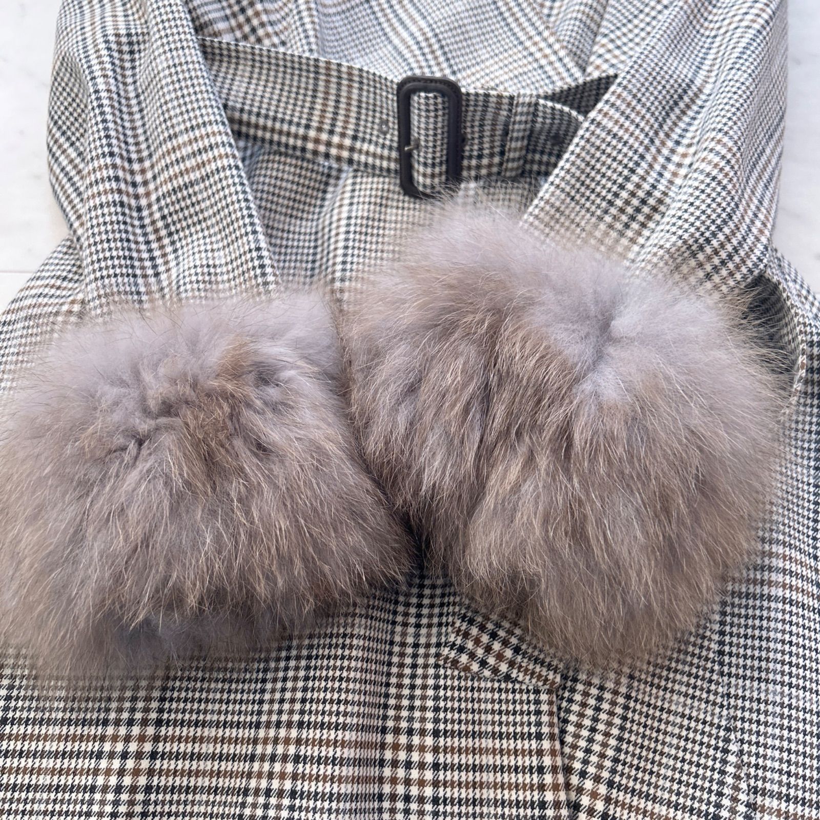 グレースコンチネンタル フォックスファー付き ロングコート ラップ