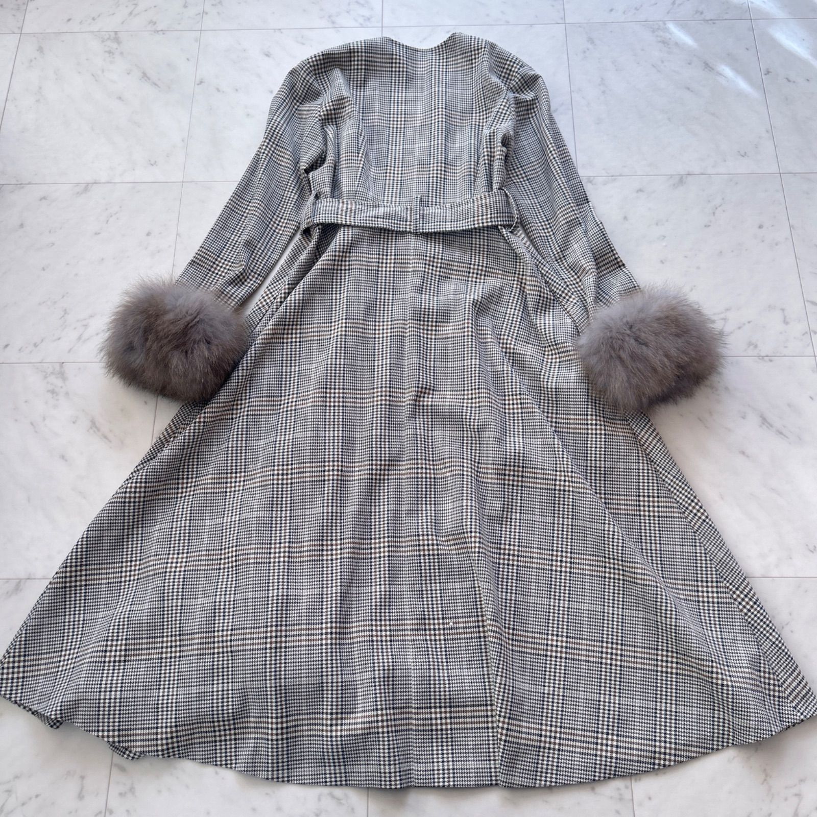 グレースコンチネンタル フォックスファー付き ロングコート ラップ