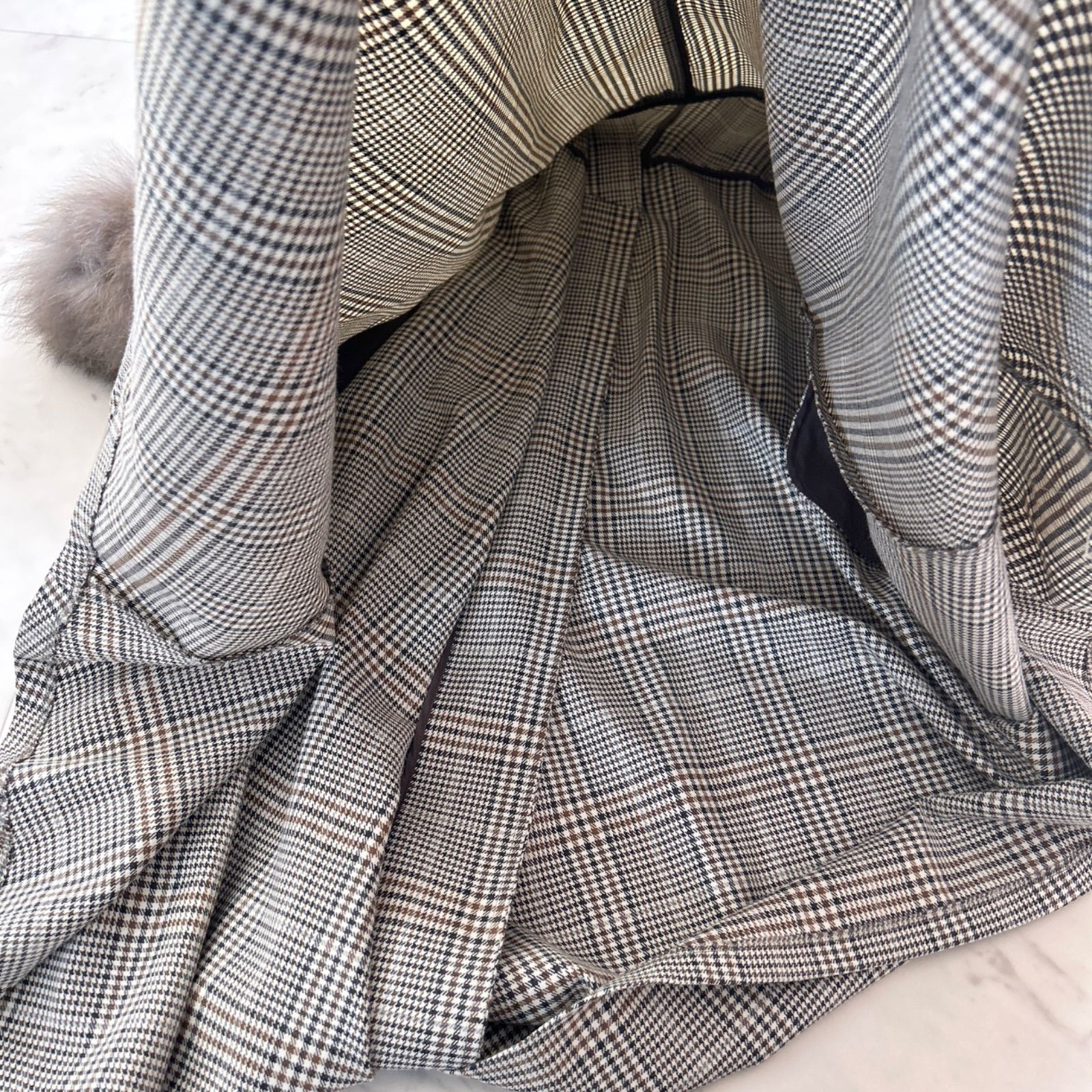 グレースコンチネンタル フォックスファー付き ロングコート ラップ