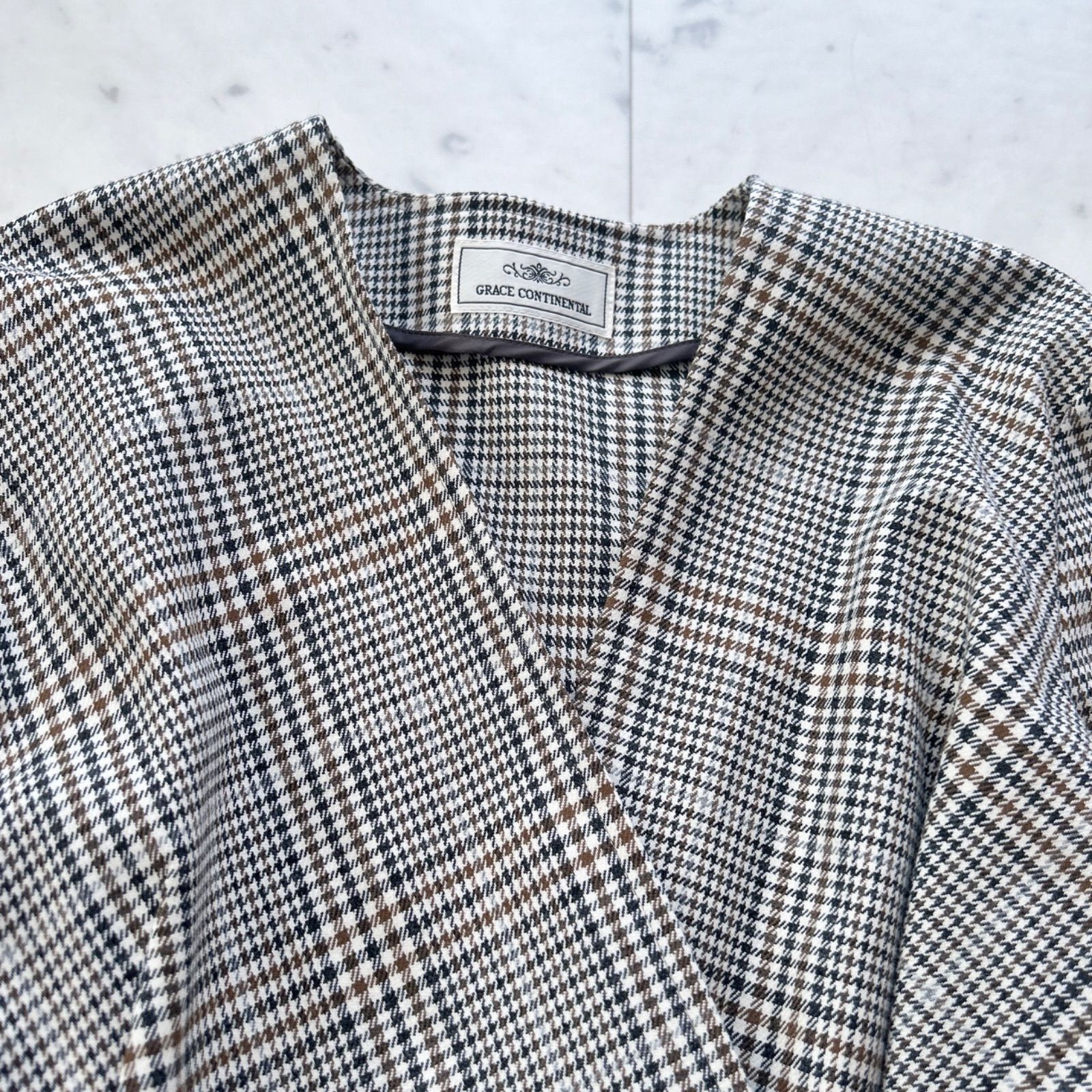 グレースコンチネンタル フォックスファー付き ロングコート ラップ