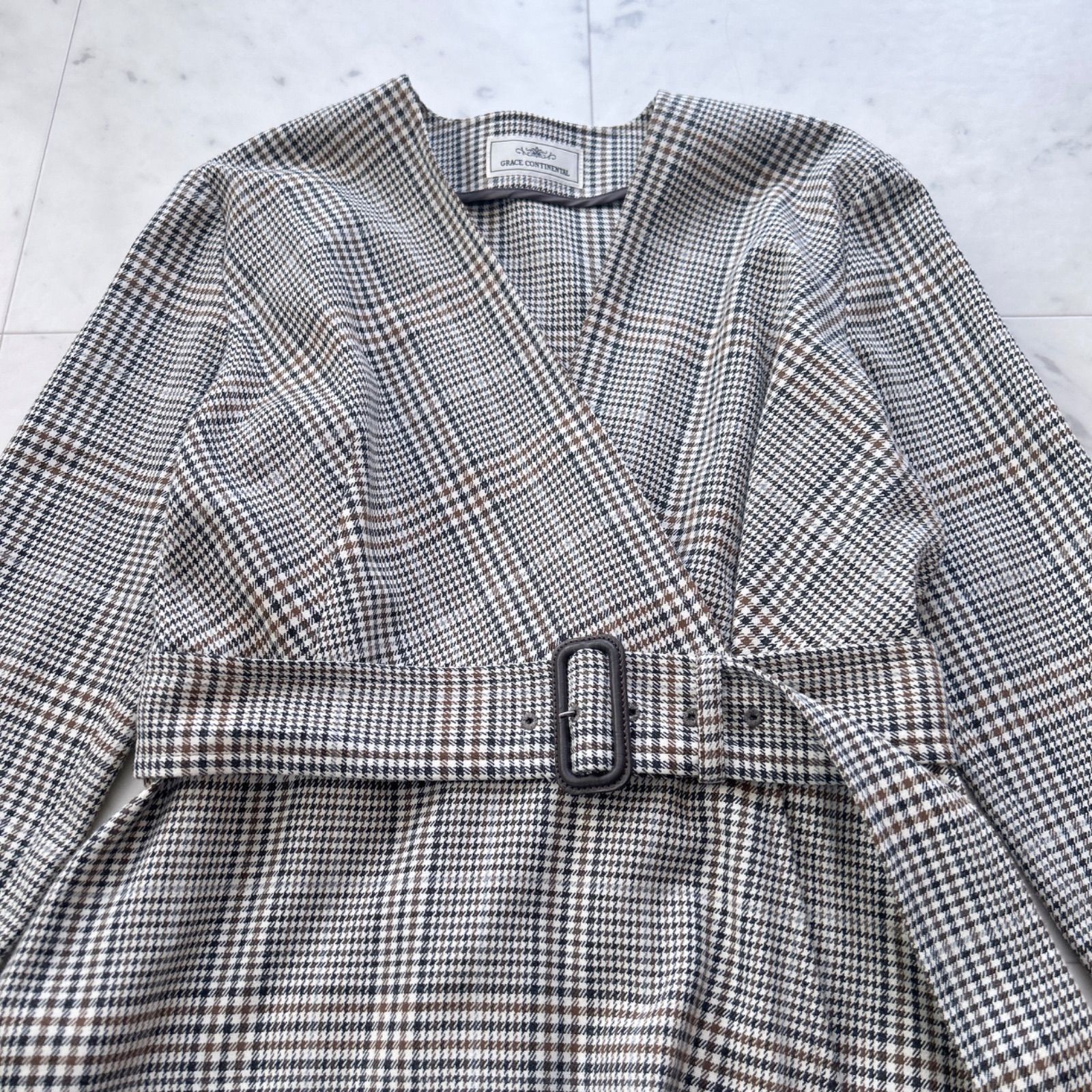 グレースコンチネンタル フォックスファー付き ロングコート ラップ