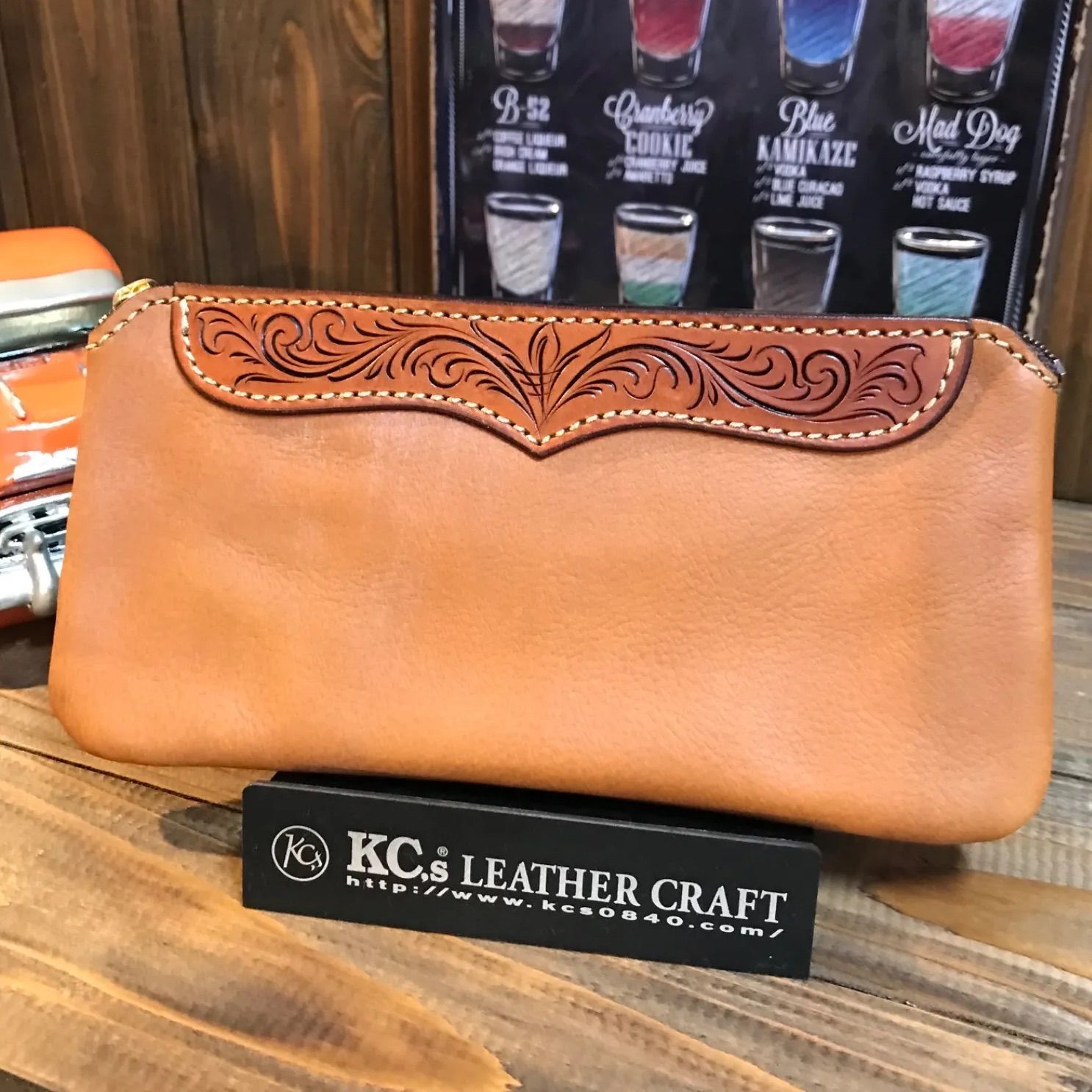 kc s ケーシーズ ウォレット 財布 レザー 牛革 ファスナー カードケース コインケース ブラウン キャメル