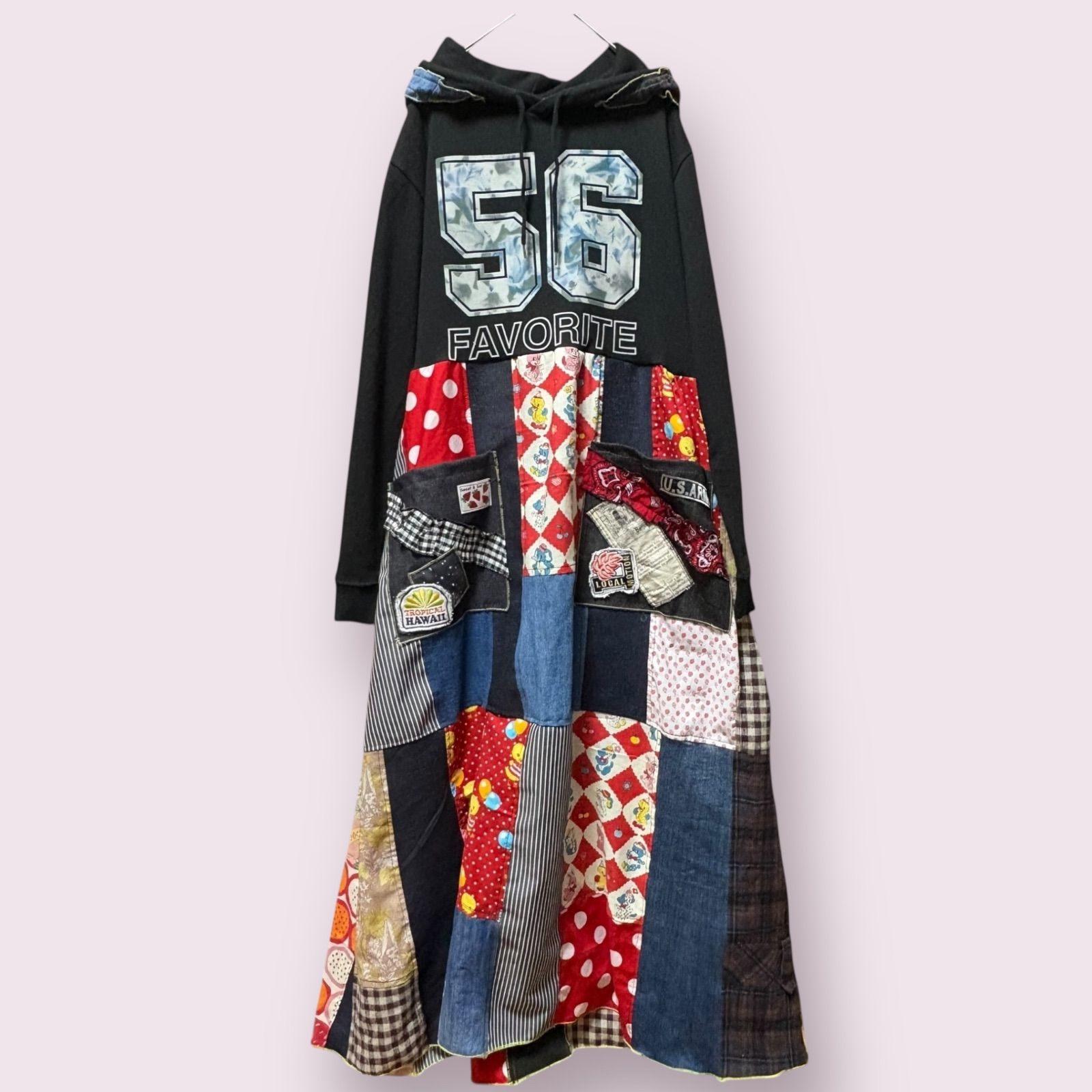 Ｍ ブラックパーカーリメイクワンピース