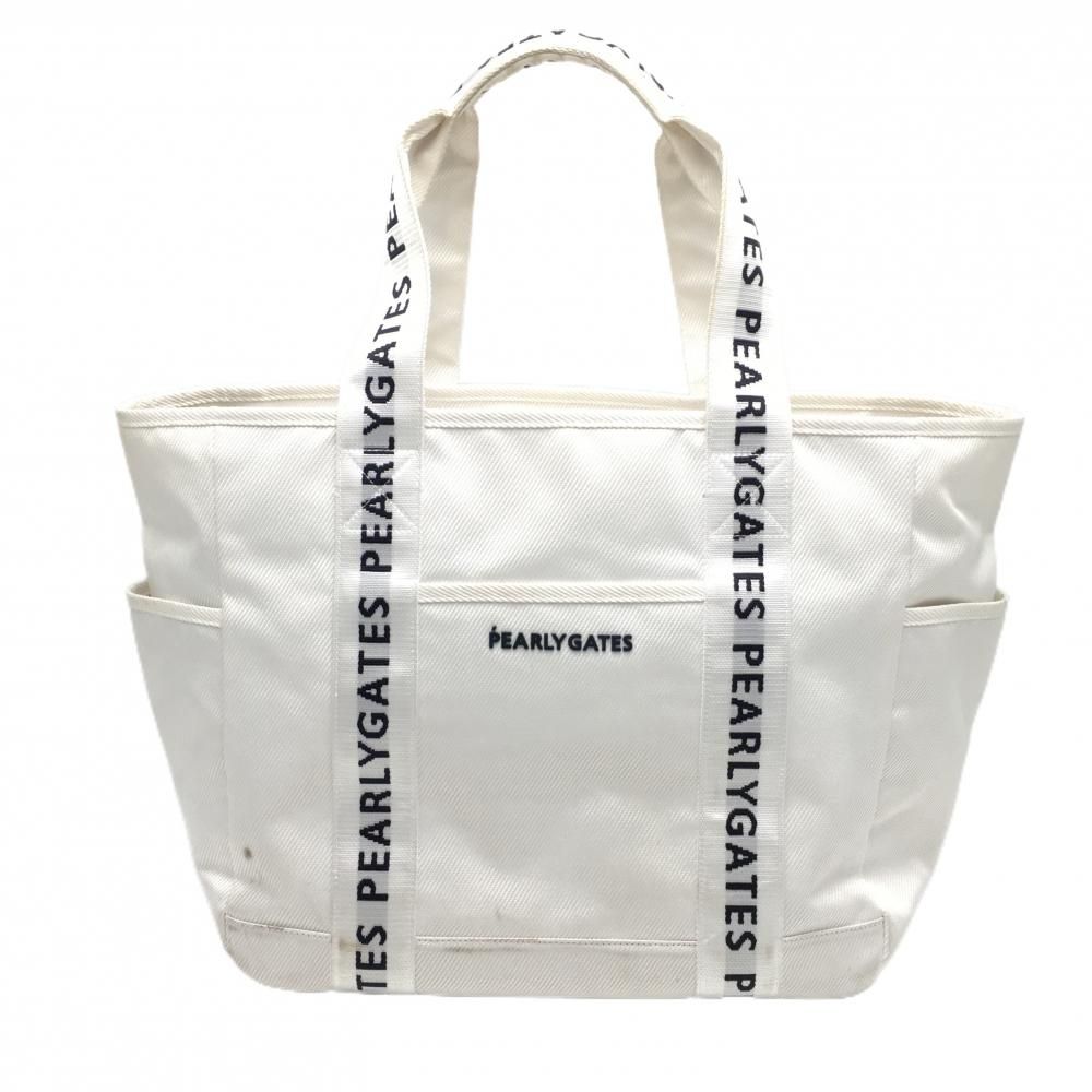 パーリーゲイツ ロッカーバッグ 白×黒 持ち手ロゴ ビッグトートバッグ ゴルフ PEARLY GATES