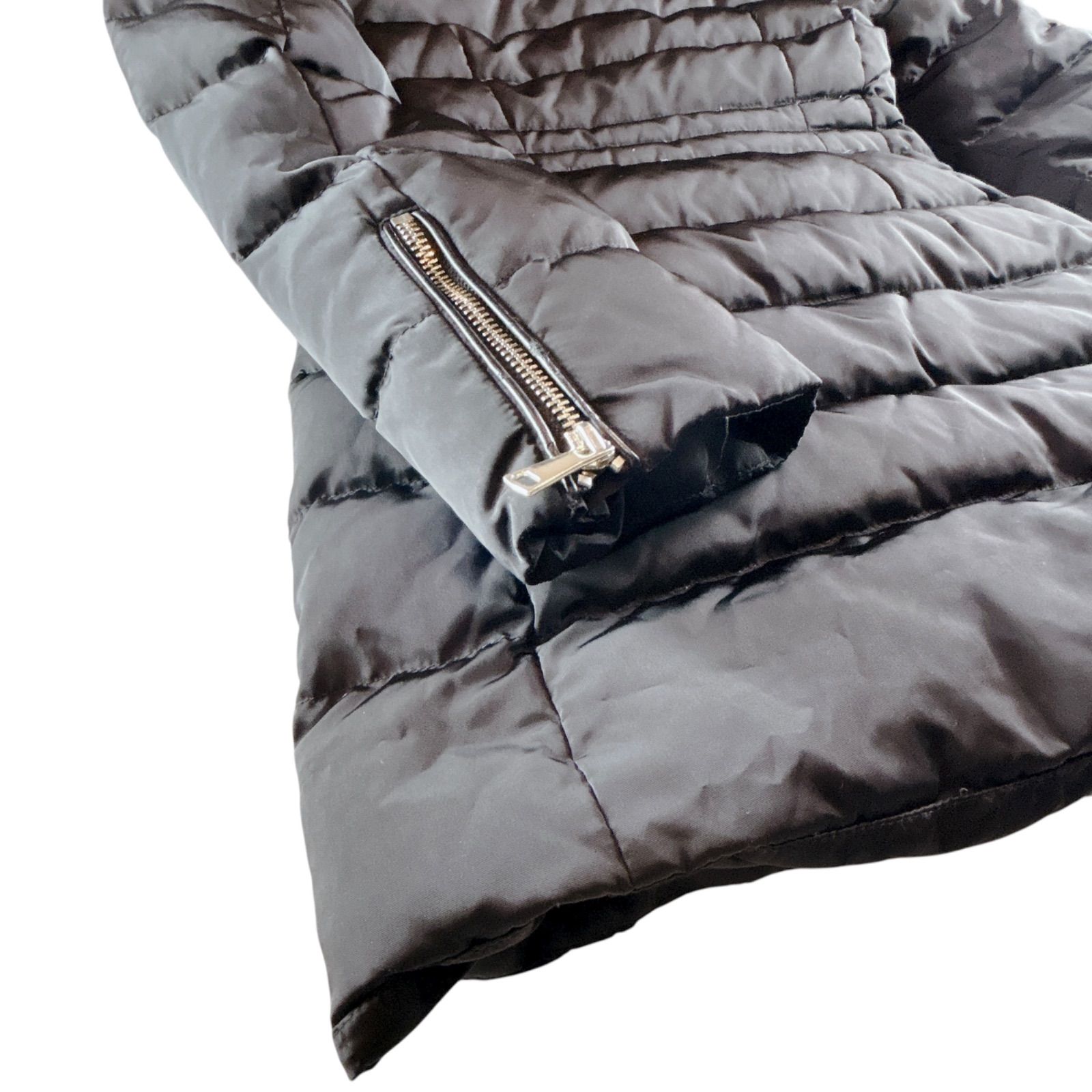 ダウンジャケット ロング ZARA WOMAN ザラ フード Aライン 黒 ブラック