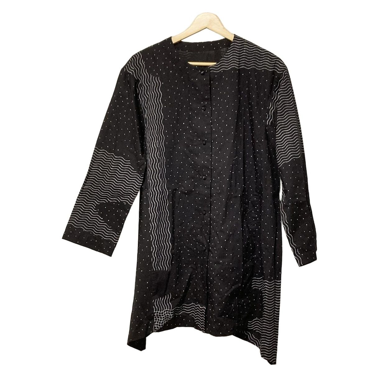 HaaT HeaRT ハート チュニック サイズ2 M レディース - 黒×ライトグレー クルーネック 長袖 ドット柄