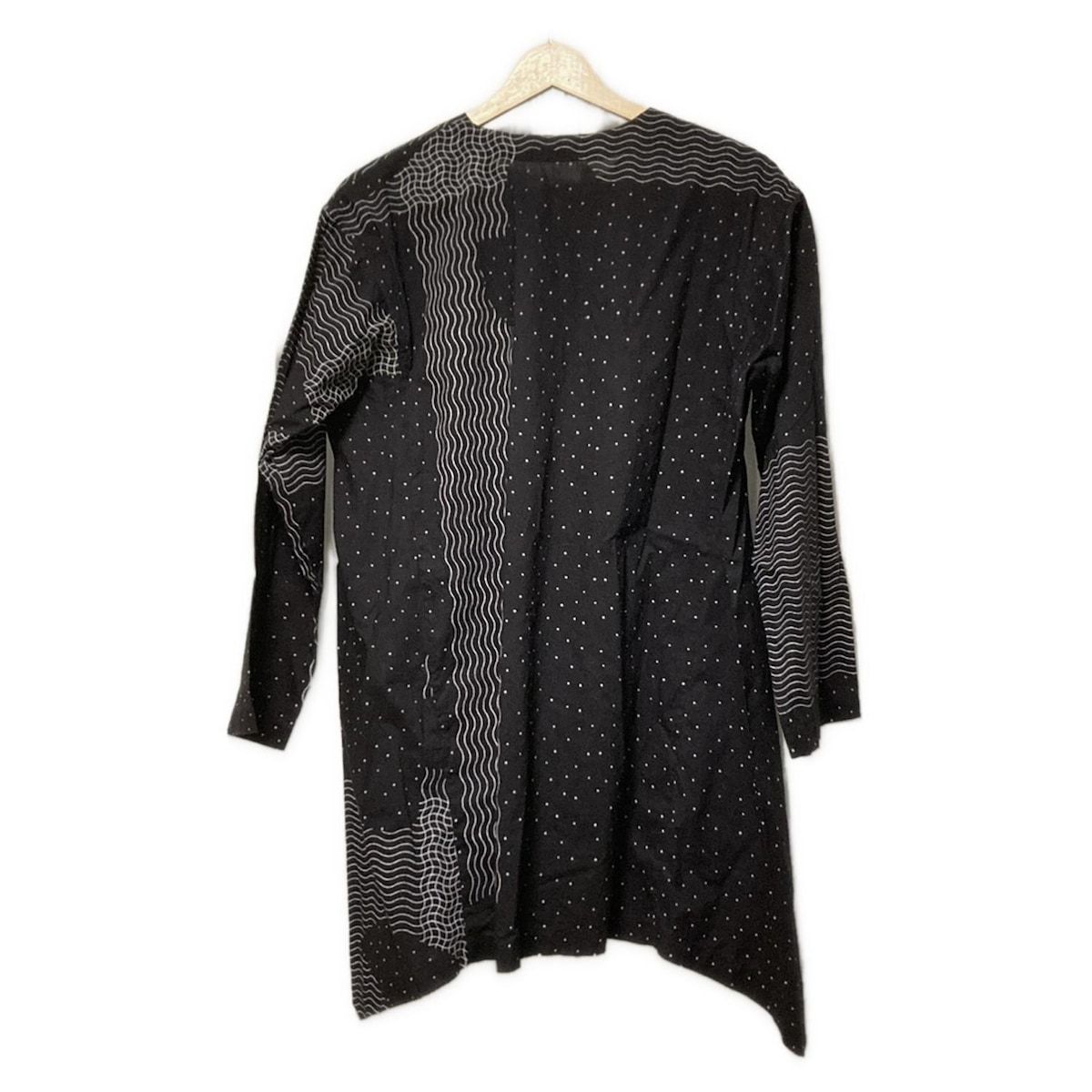 HaaT HeaRT ハート チュニック サイズ2 M レディース - 黒×ライトグレー クルーネック 長袖 ドット柄