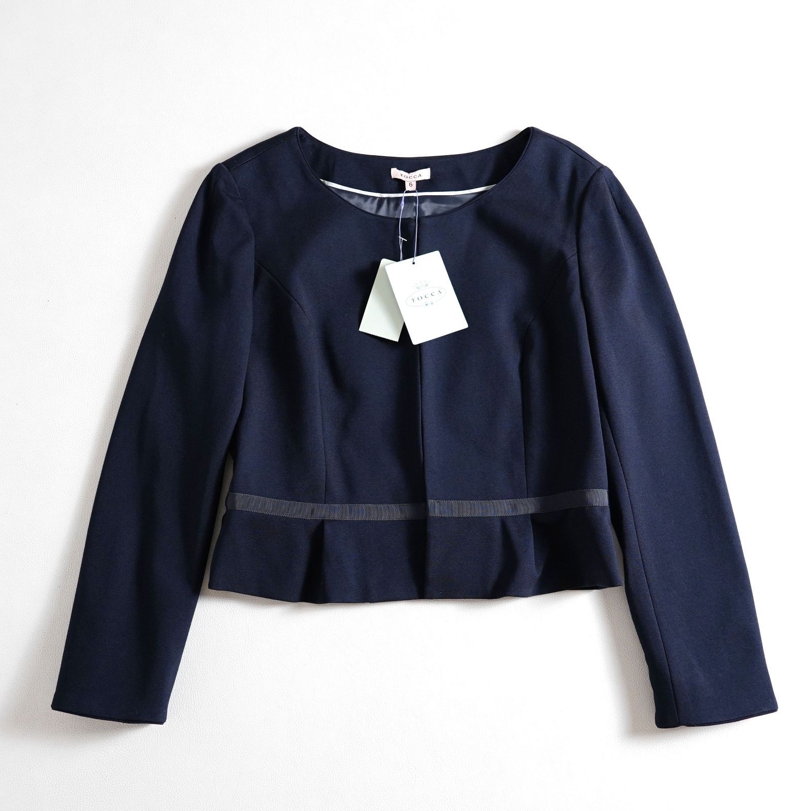 729t 6サイズ TOCCA トッカ リボンディテール ワンピース ノー ジャケット セットアップ フォーマル 6 ネイビー