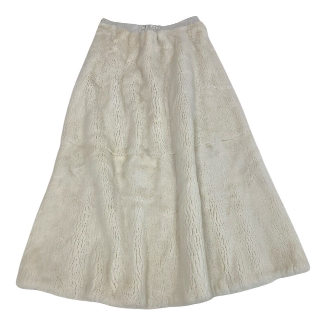 84k5 Pellacci 白 パールミンク ロングスカート ホワイト 最 本毛皮 MINK FUR リアルファーt18r
