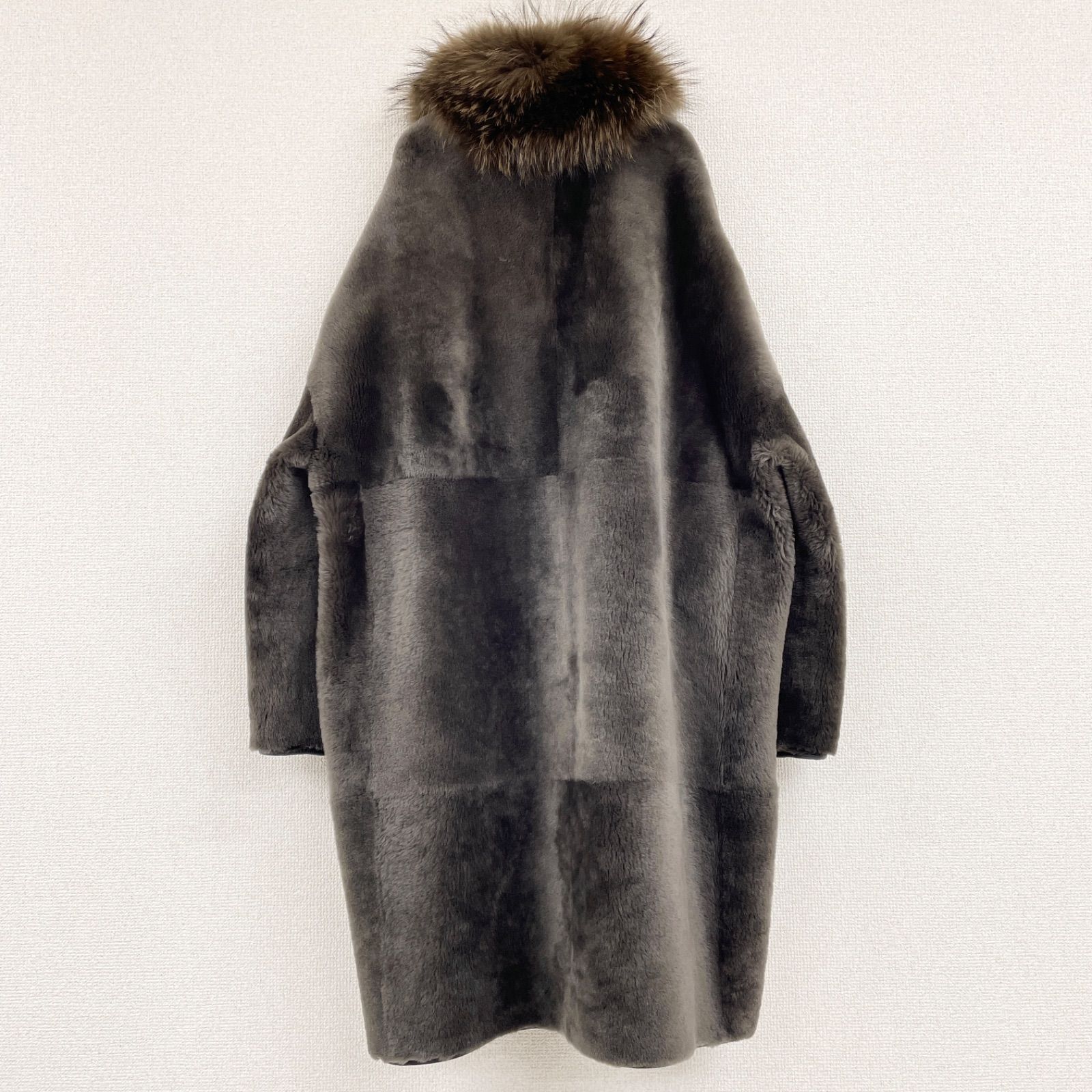 Sov. ソヴ ムートンコート ファー ロング リバーシブル シープ ラクーン ブラウン レディース 38 GULLKHAN_COM