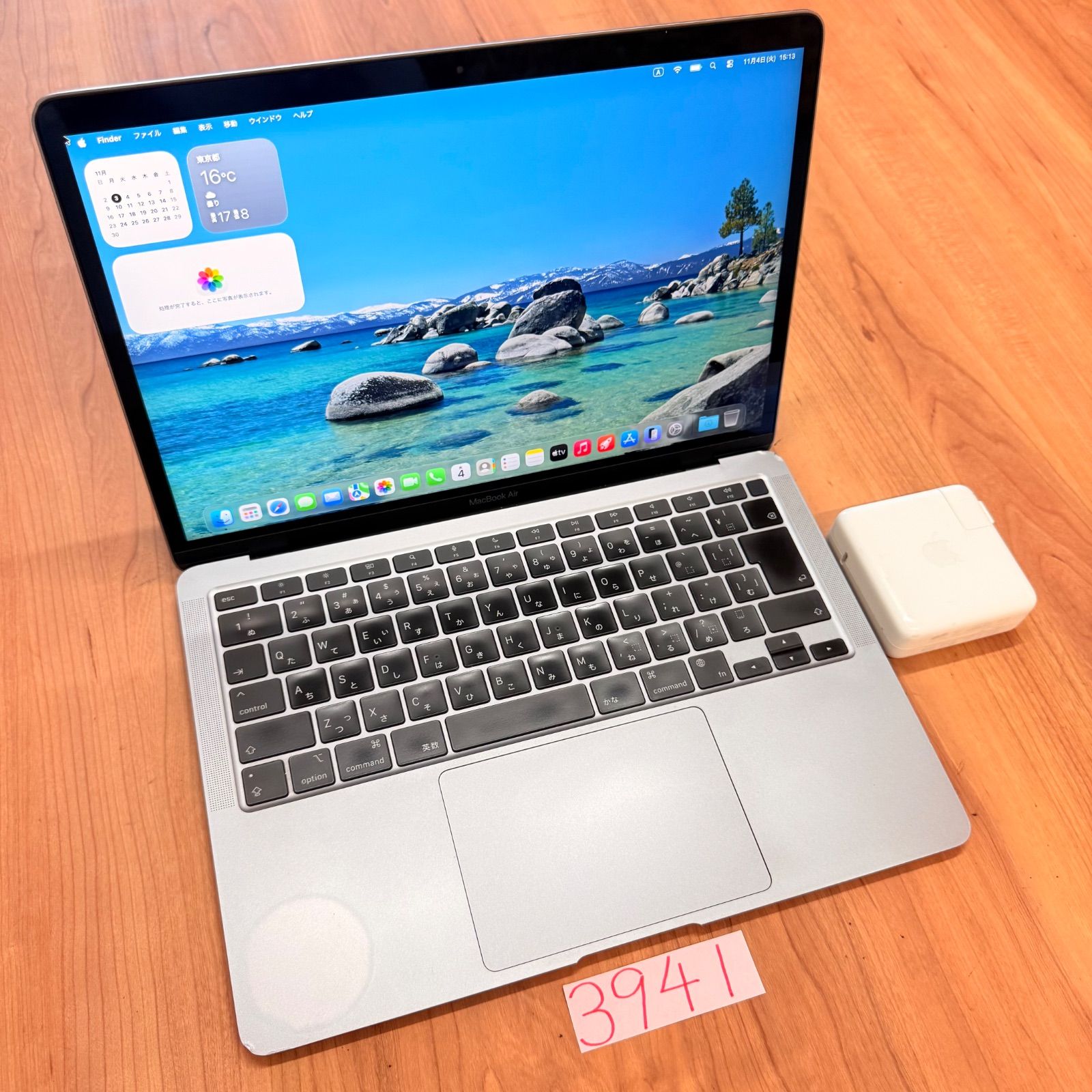 3941 MacBook air 13インチ 2020 アップル Apple M1 16GB 512GB 動画編集 カメラ内蔵 ノートPC ノートパソコン SSD搭載 macOS み 動作 済み