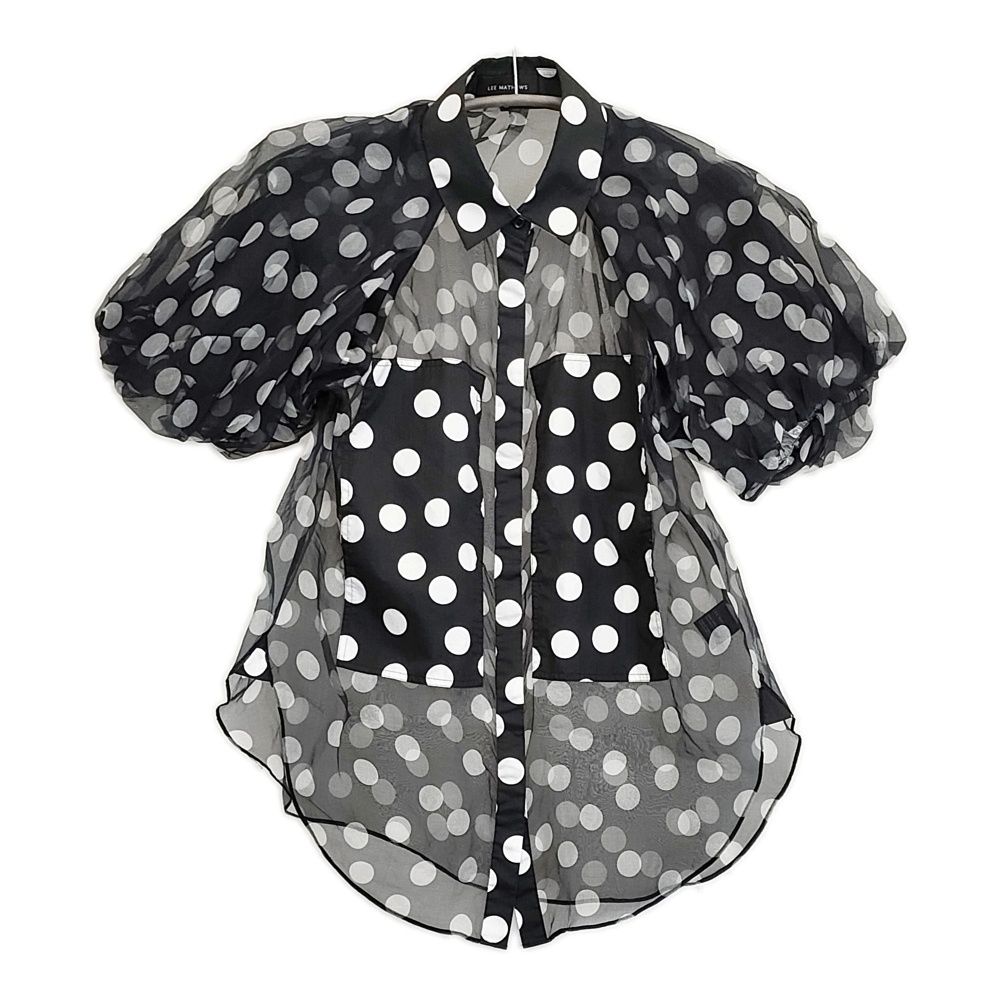 LEE MATHEWS シルク シアードットシャツ 滝沢眞規子愛用 サイズ00 ブラウス シャツ ブラック ホワイト レディース リーマシュー 5-1022S