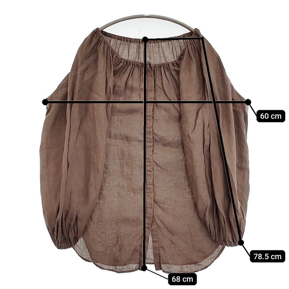 Deuxieme Classe Romanticブラウス スモック 定価28600円 リネン ギャザー シャツ ブラウン レディース ドゥーズィエムクラス【中古】5-1022M♪ Deuxieme Classe Romanticブラウス スモック 定価28600円 リネン