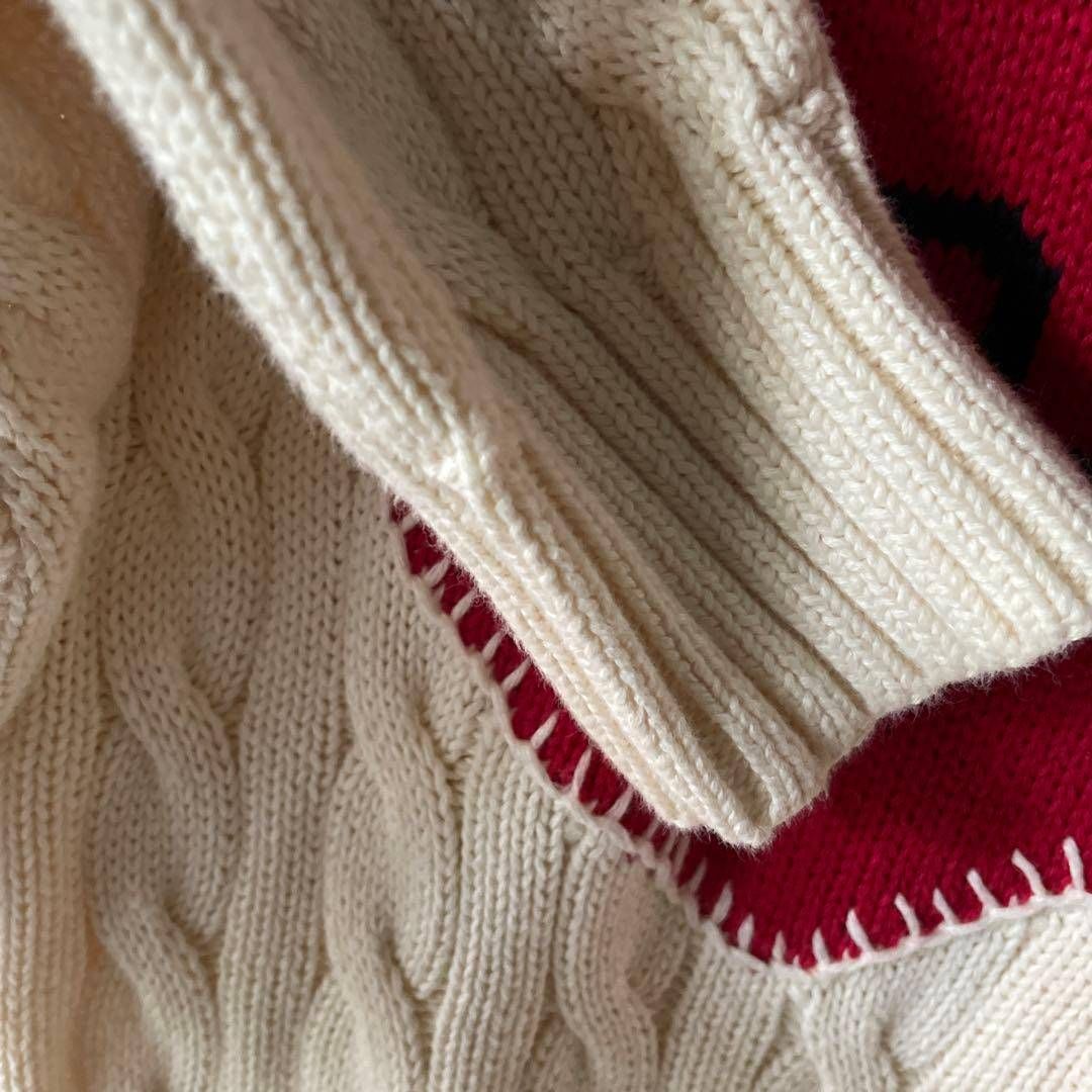 ポロ ラルフローレン poloRalphLauren ニット Sサイズ 36 7号 ハート 刺繍 ホワイト オフホワイト アイボリー 白 シロ 赤 RED レッド 朱色 お呼ばれ デート オフィスカジュアル 食事会 ケーブル